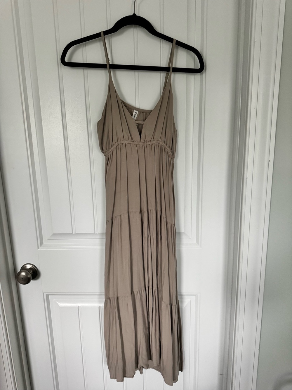 Women’s Beige Maxi Dress with Spaghetti Straps